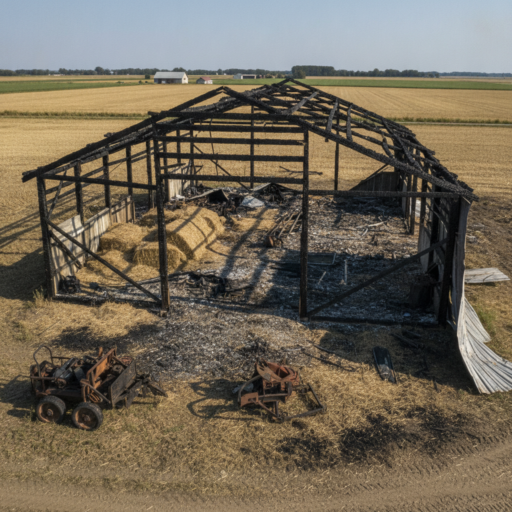 Incendiu în Dumeni: 40 de tone de furaje au ars într-o gospodărie din Botoșani